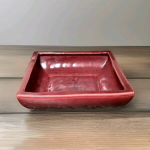 Vintage Camark Pottery 7.5" Square Dish #212 Maroon/Burgundy  *NICE*